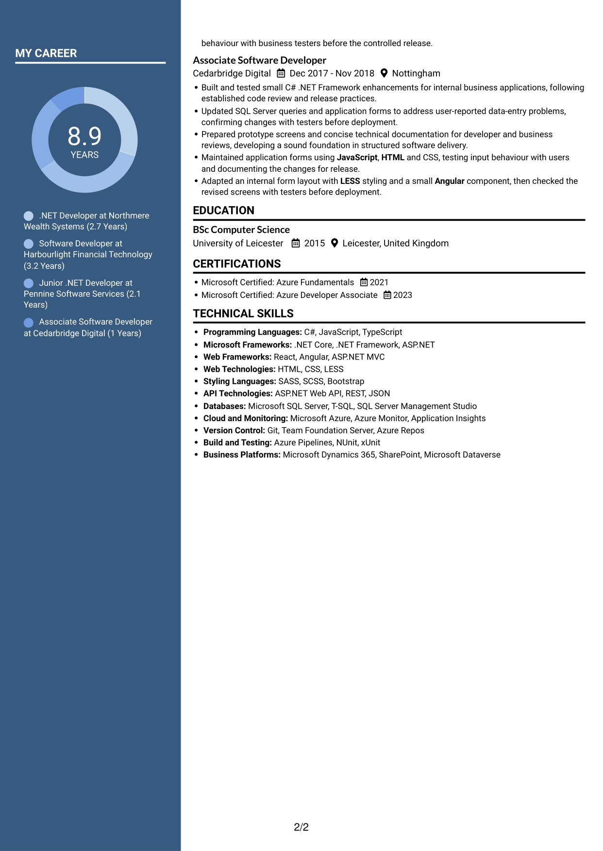 CV example — page 2