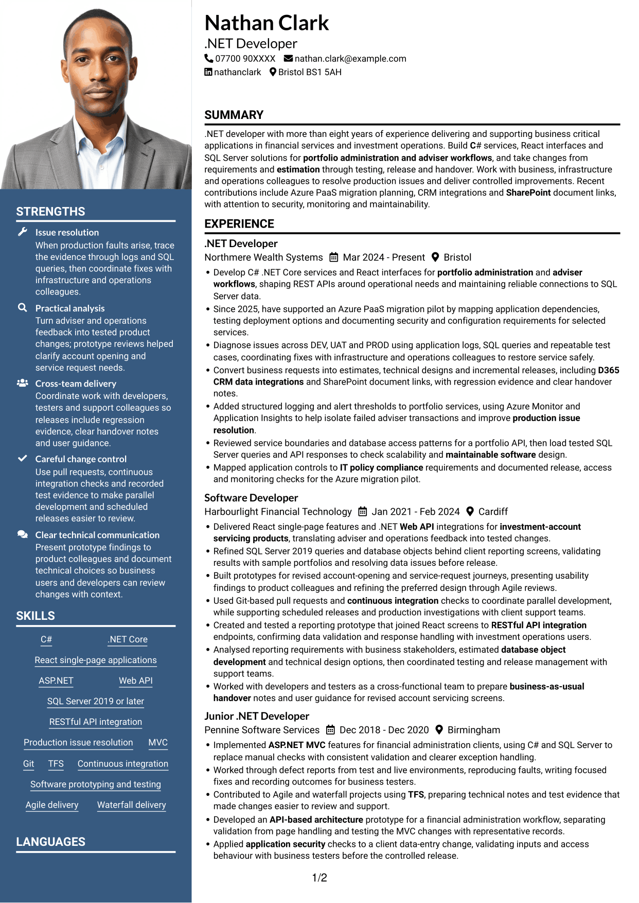 CV example — page 1