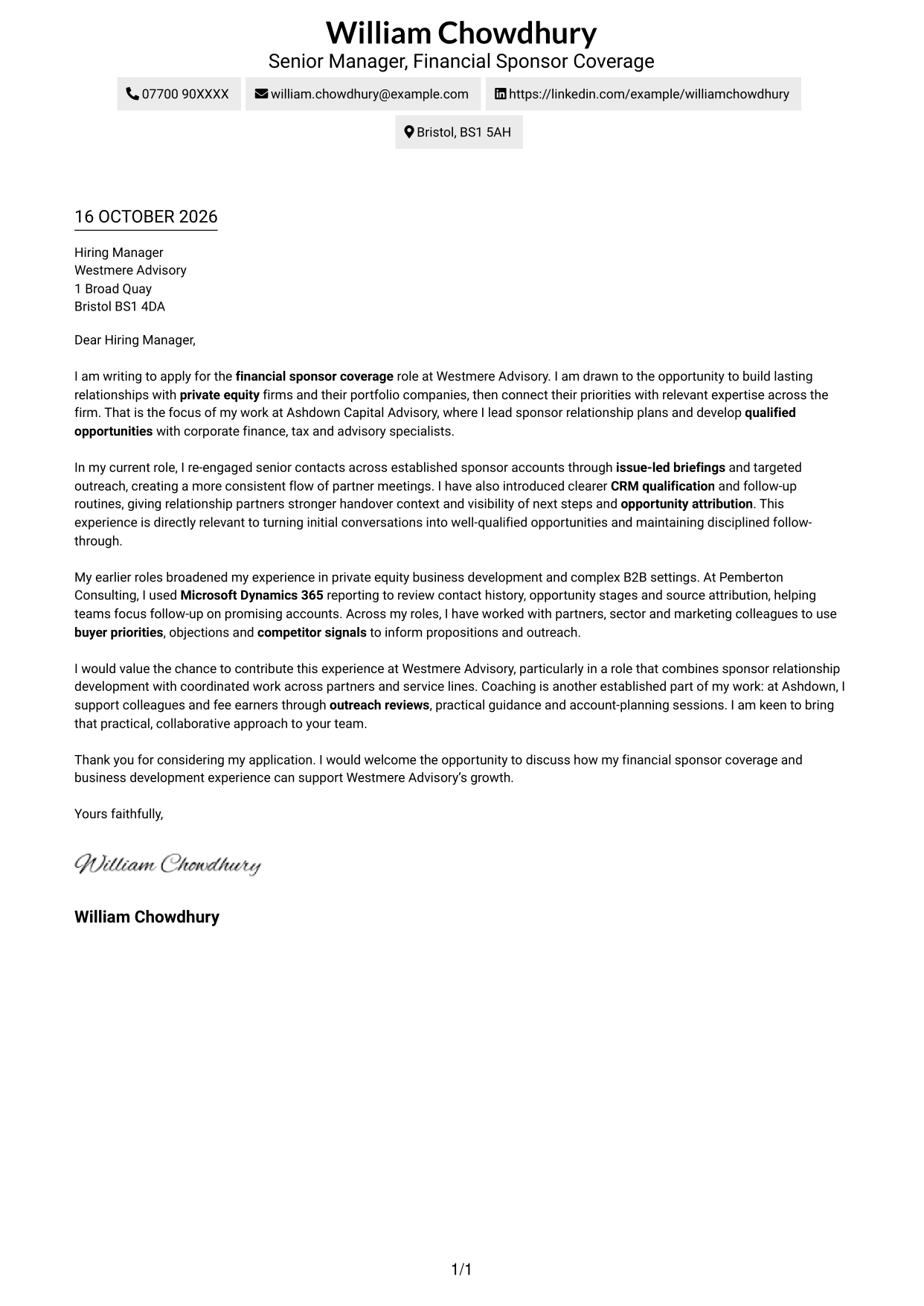 Cover letter example — page 1
