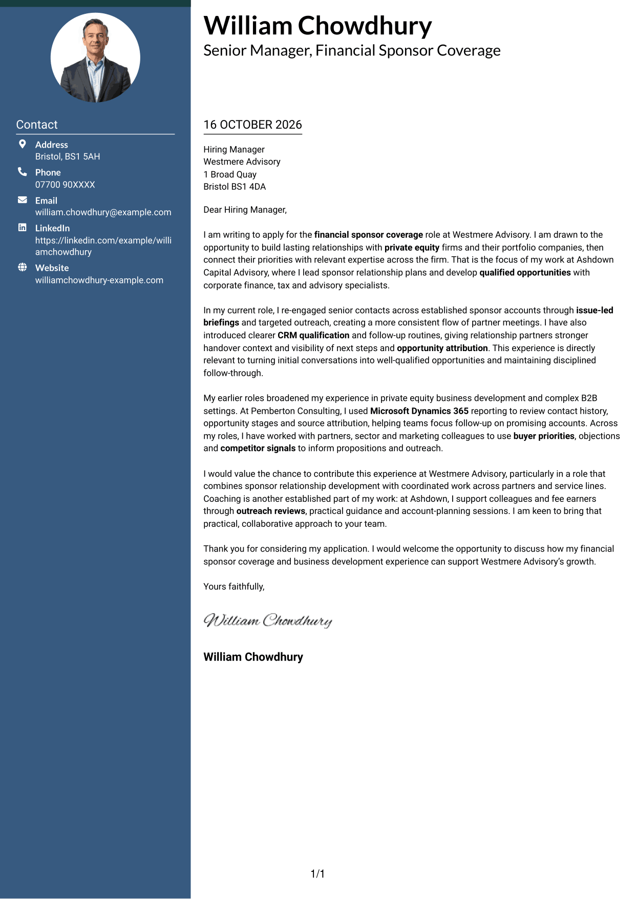 Cover letter example — page 1
