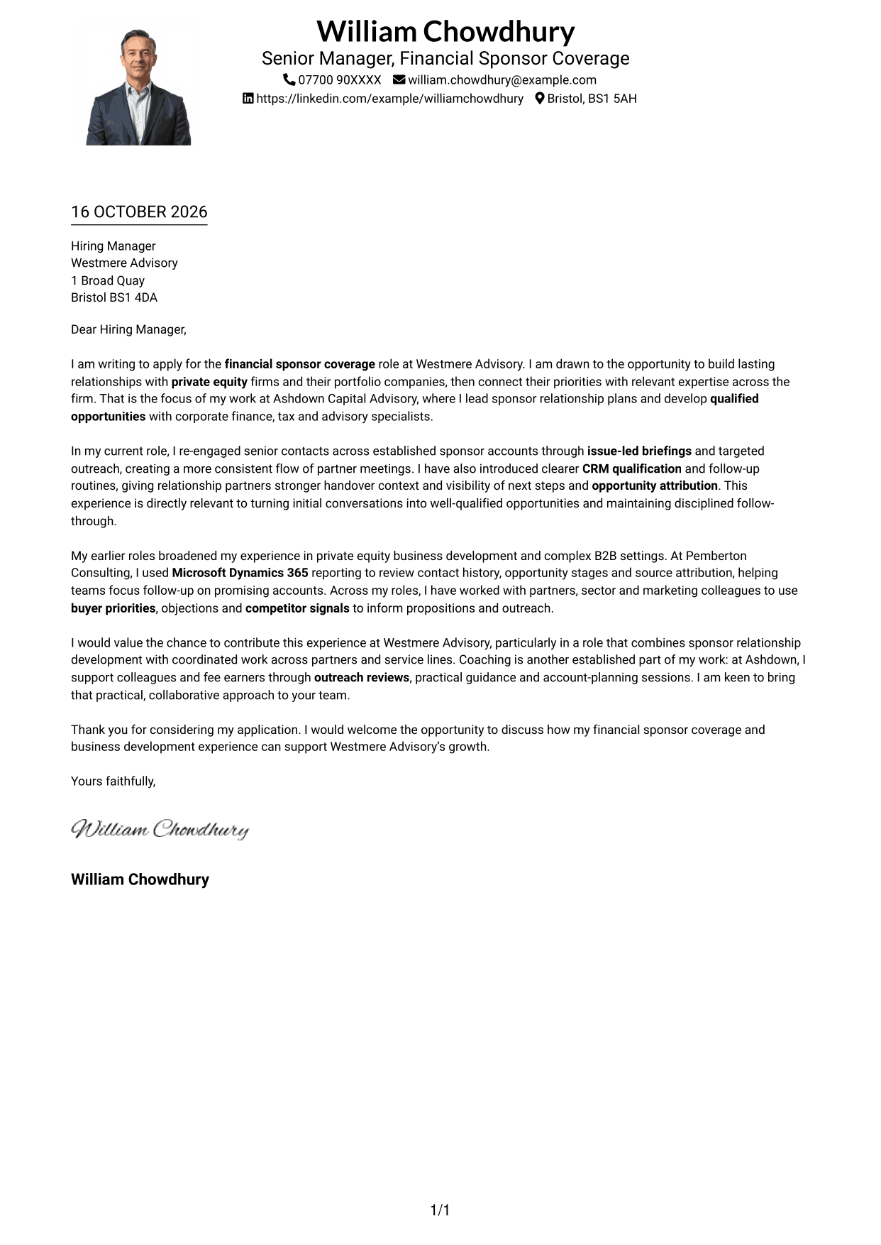 Cover letter example — page 1