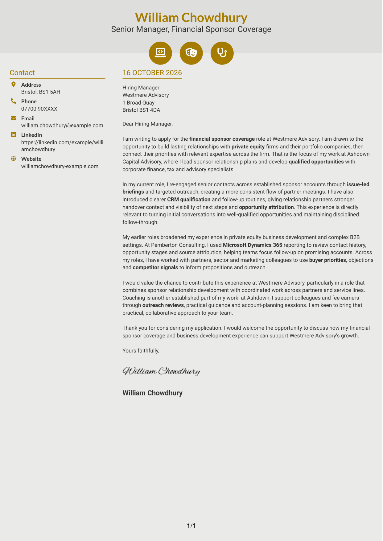 Cover letter example — page 1