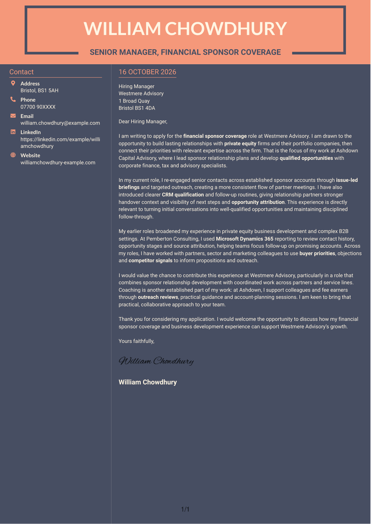 Cover letter example — page 1