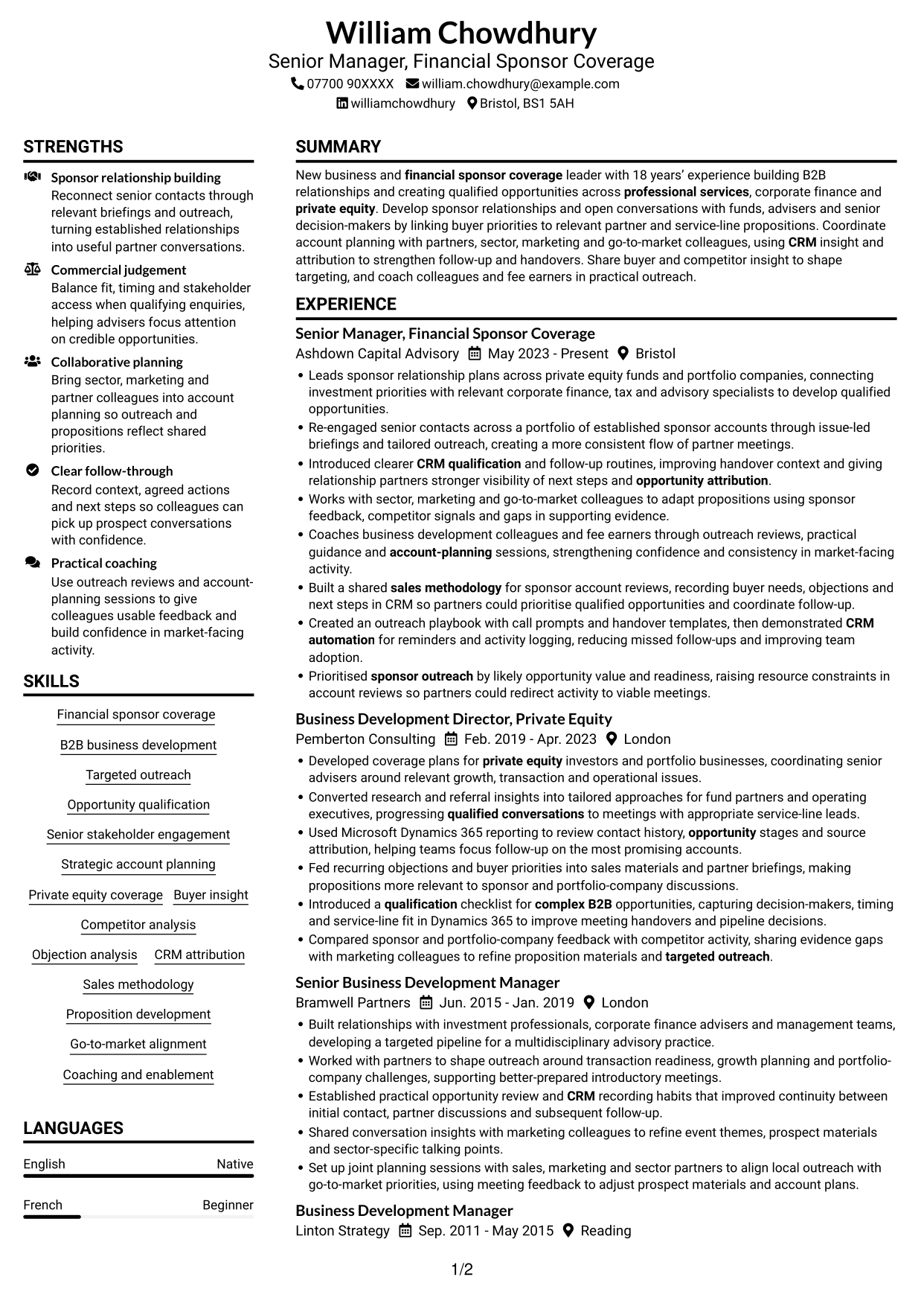 CV example — page 1