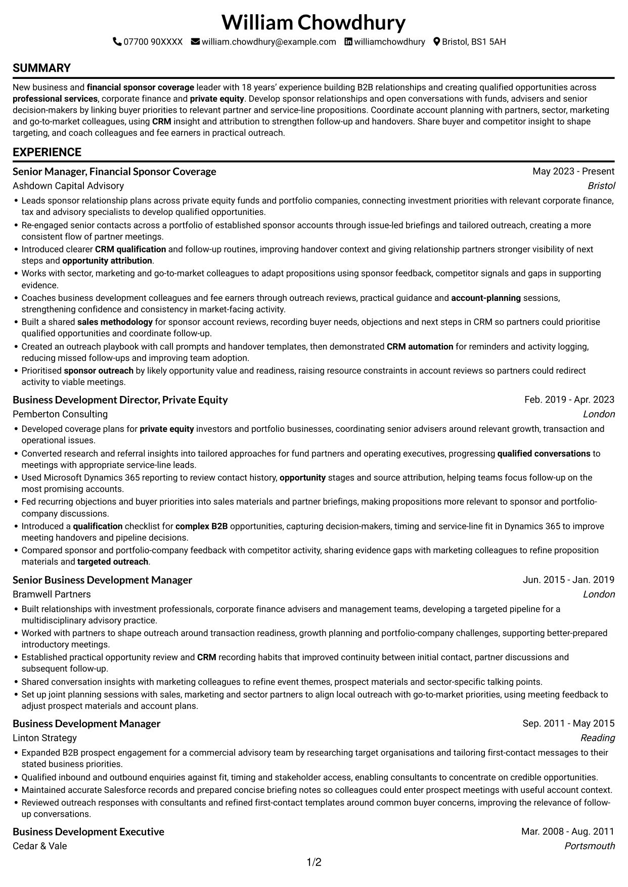 CV example — page 1