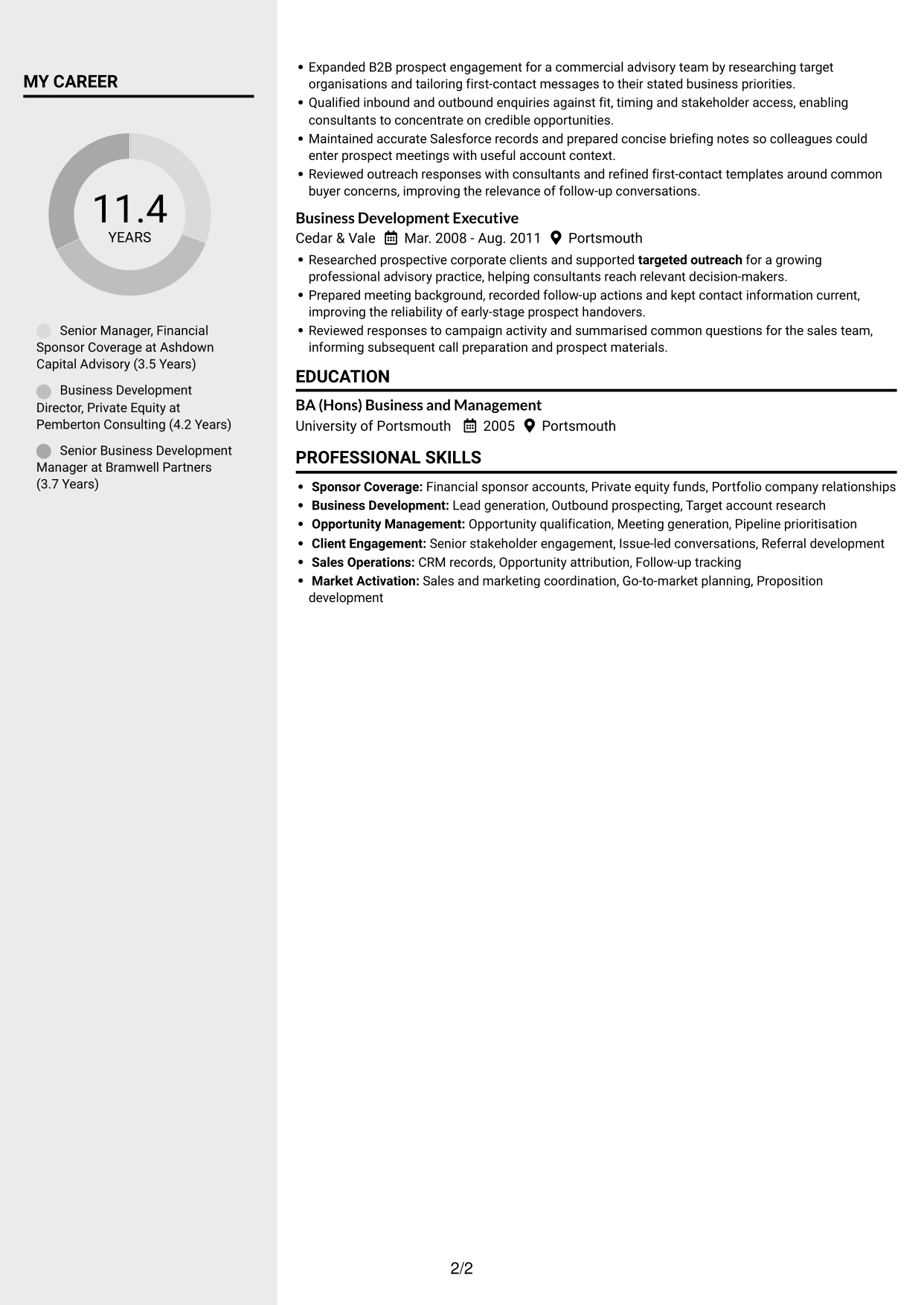 CV example — page 2