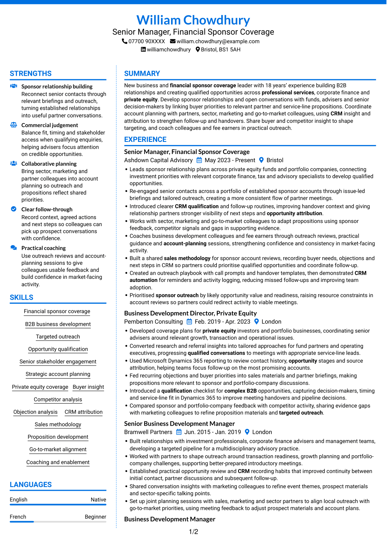 CV example — page 1