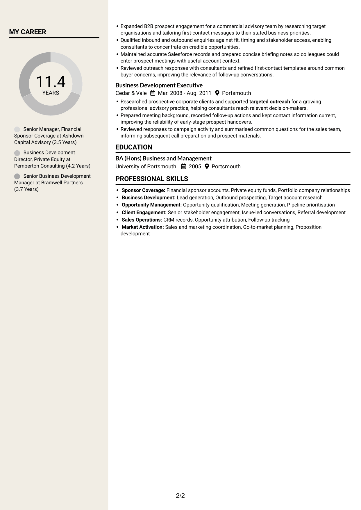 CV example — page 2