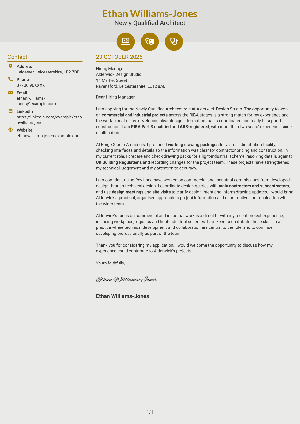 Cover letter example — page 1