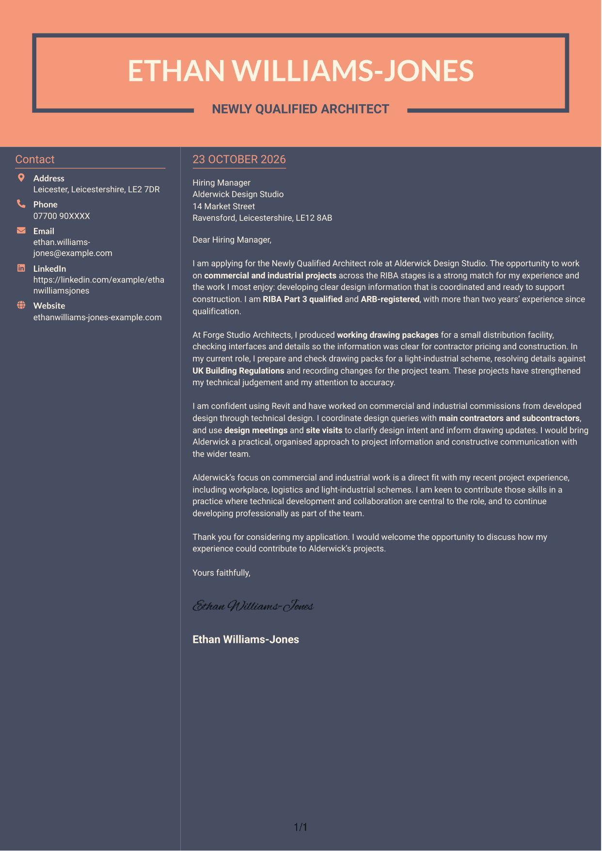 Cover letter example — page 1