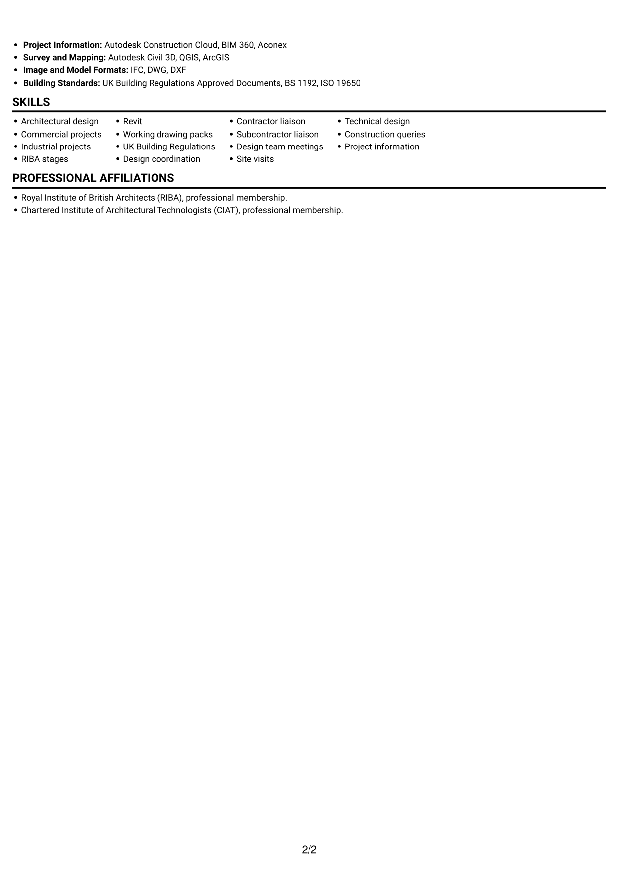 CV example — page 2