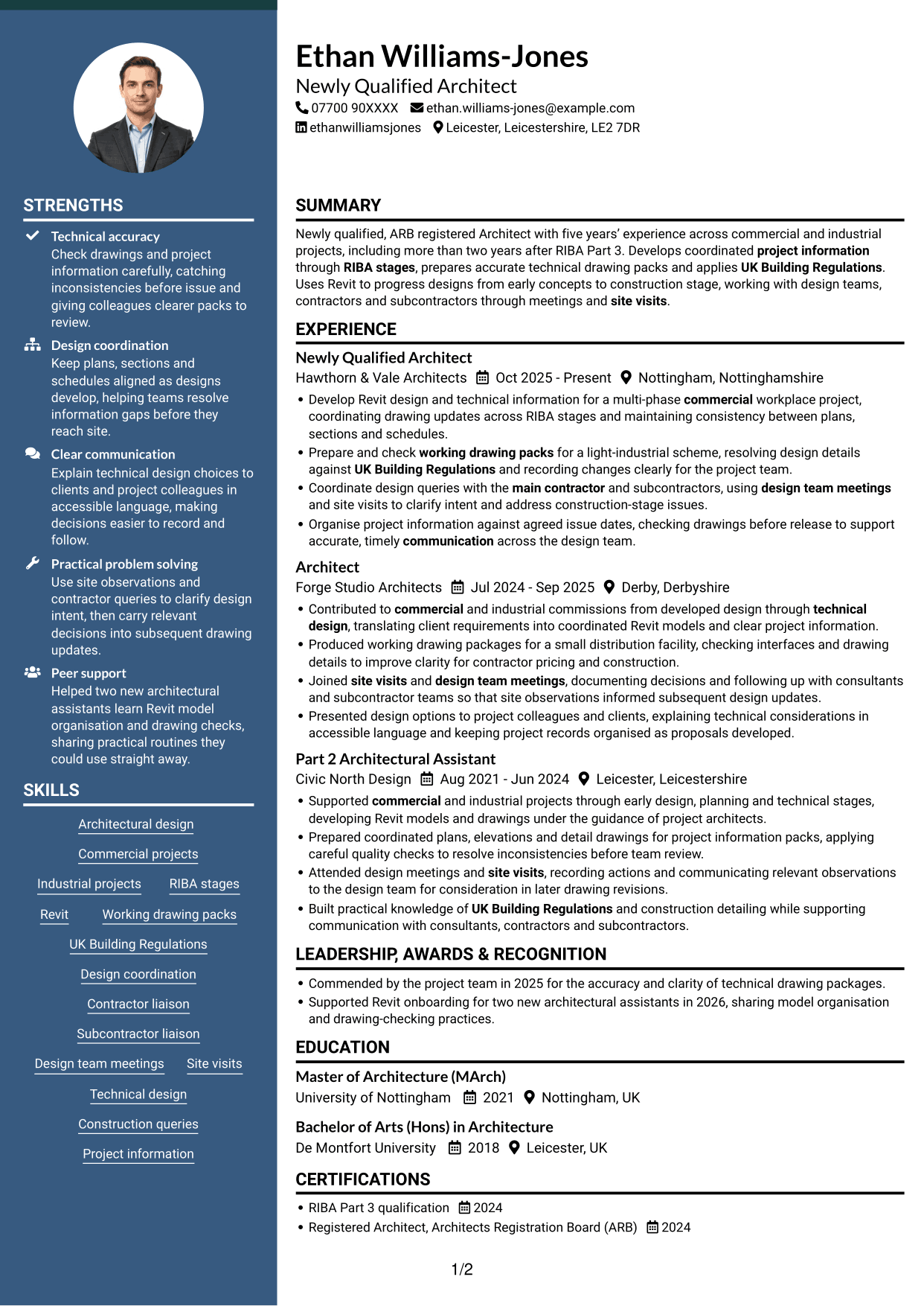 CV example — page 1