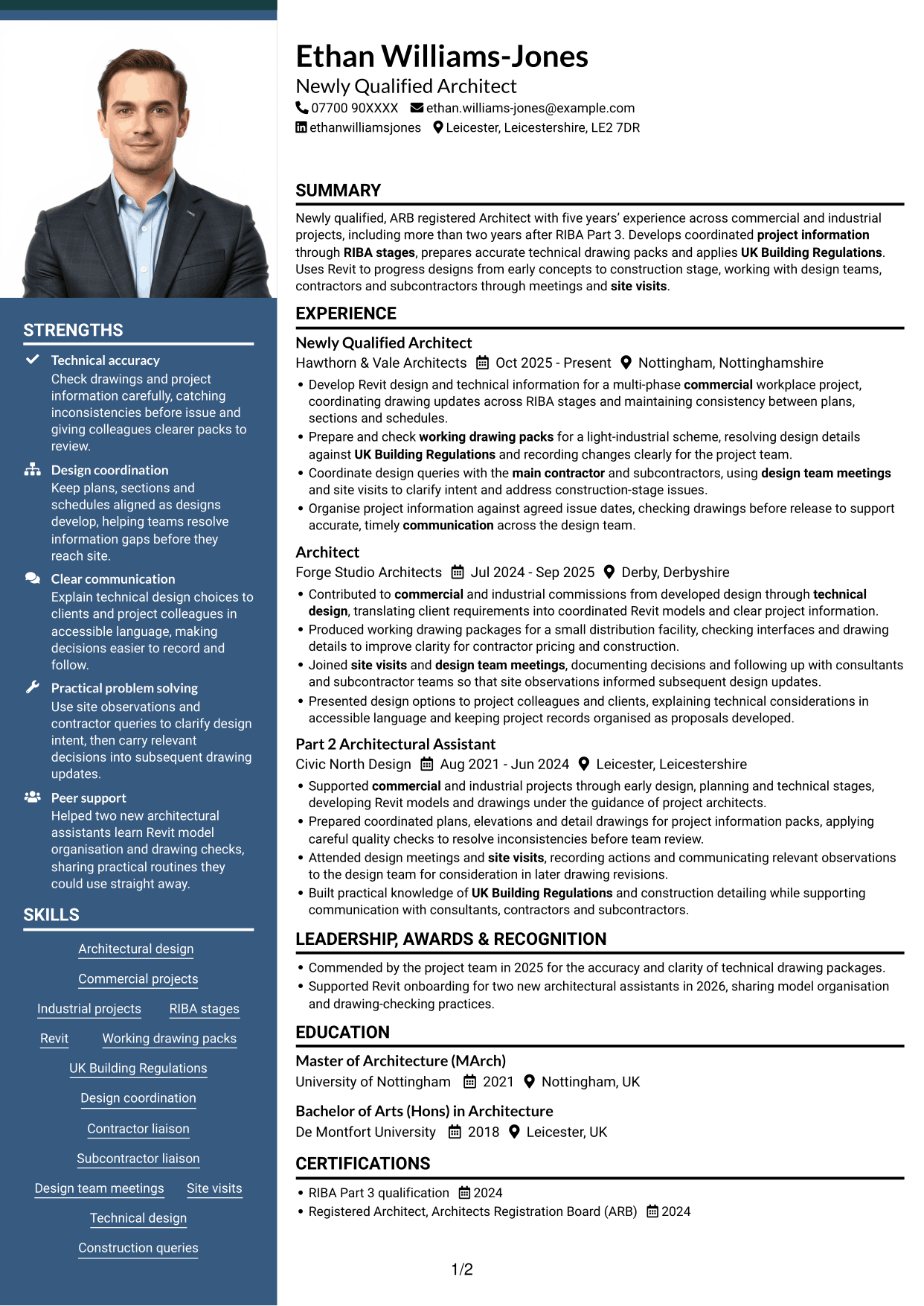 CV example — page 1