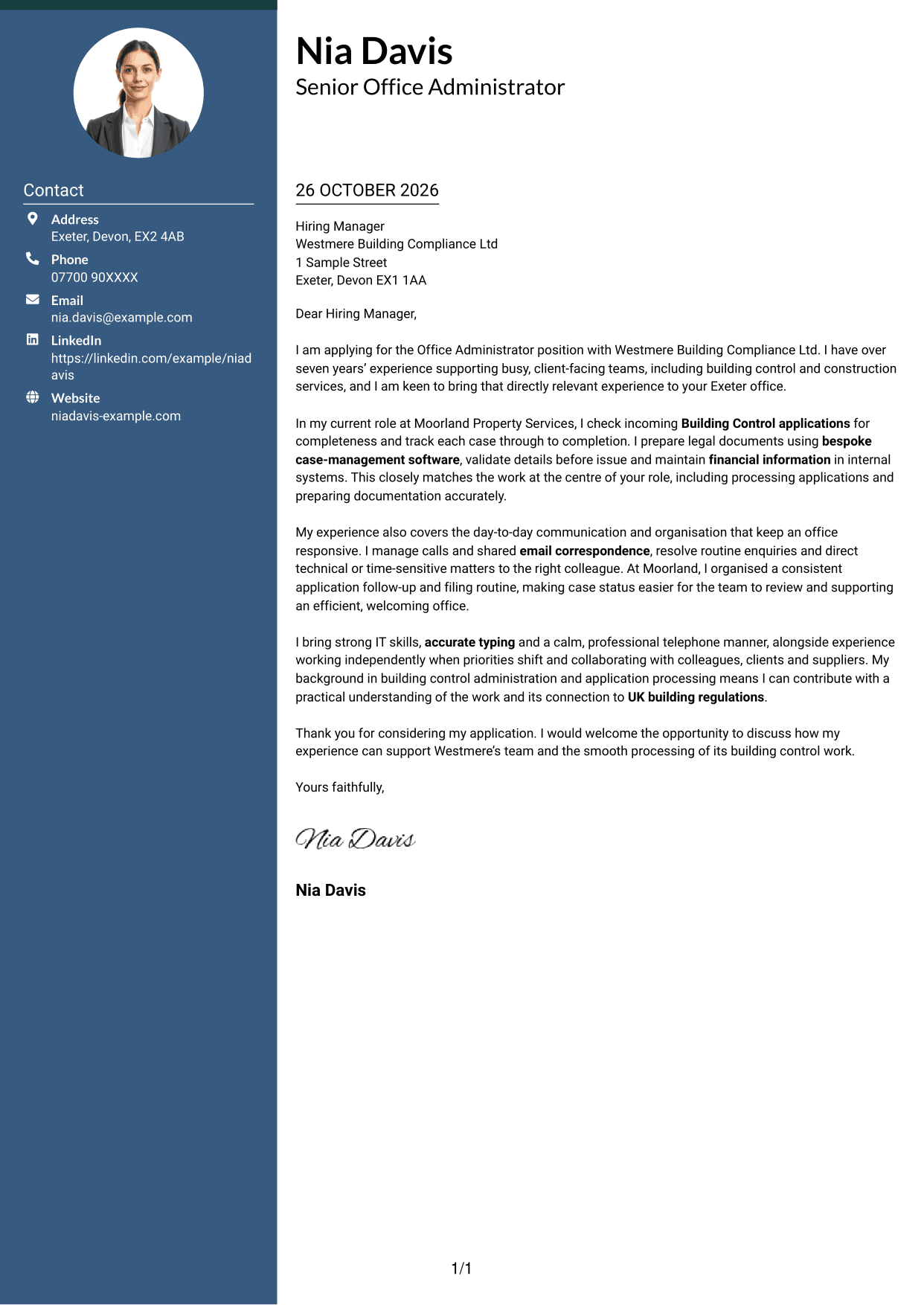 Cover letter example — page 1