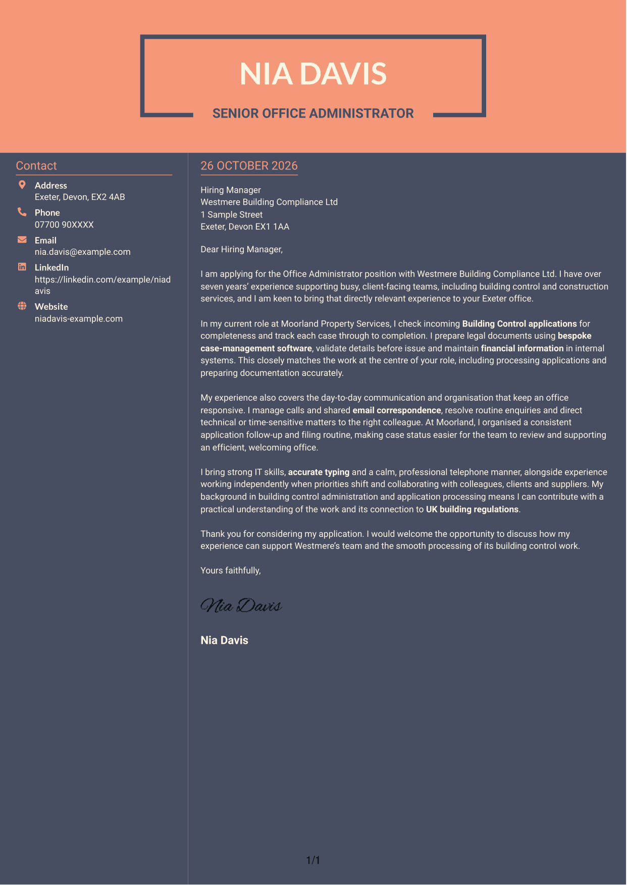 Cover letter example — page 1