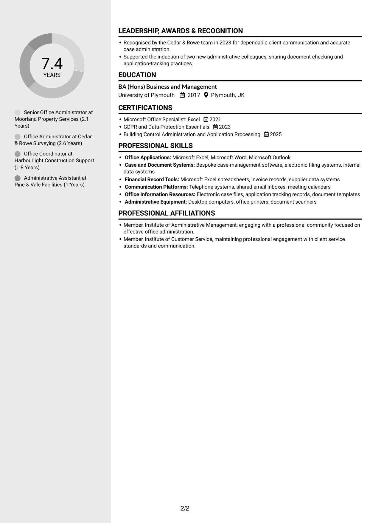 CV example — page 2