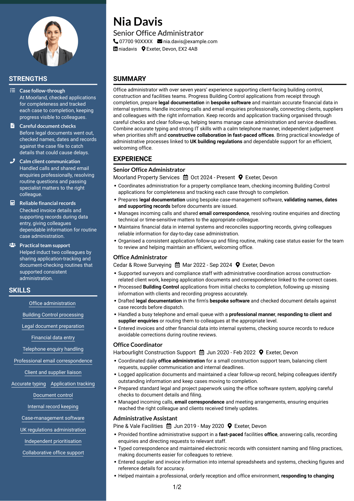 CV example — page 1