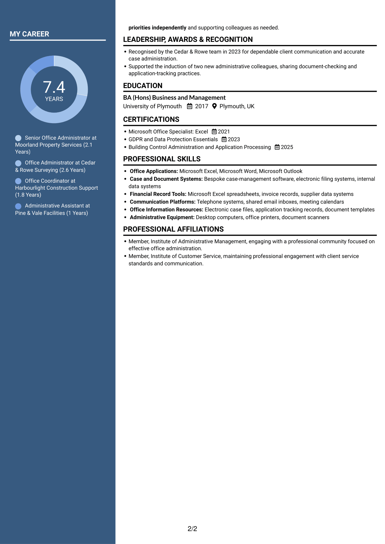 CV example — page 2