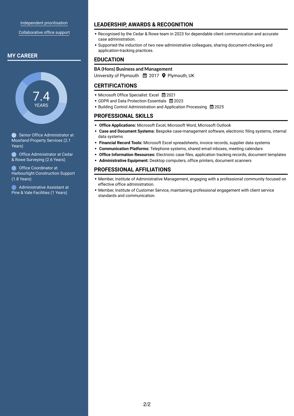 CV example — page 2