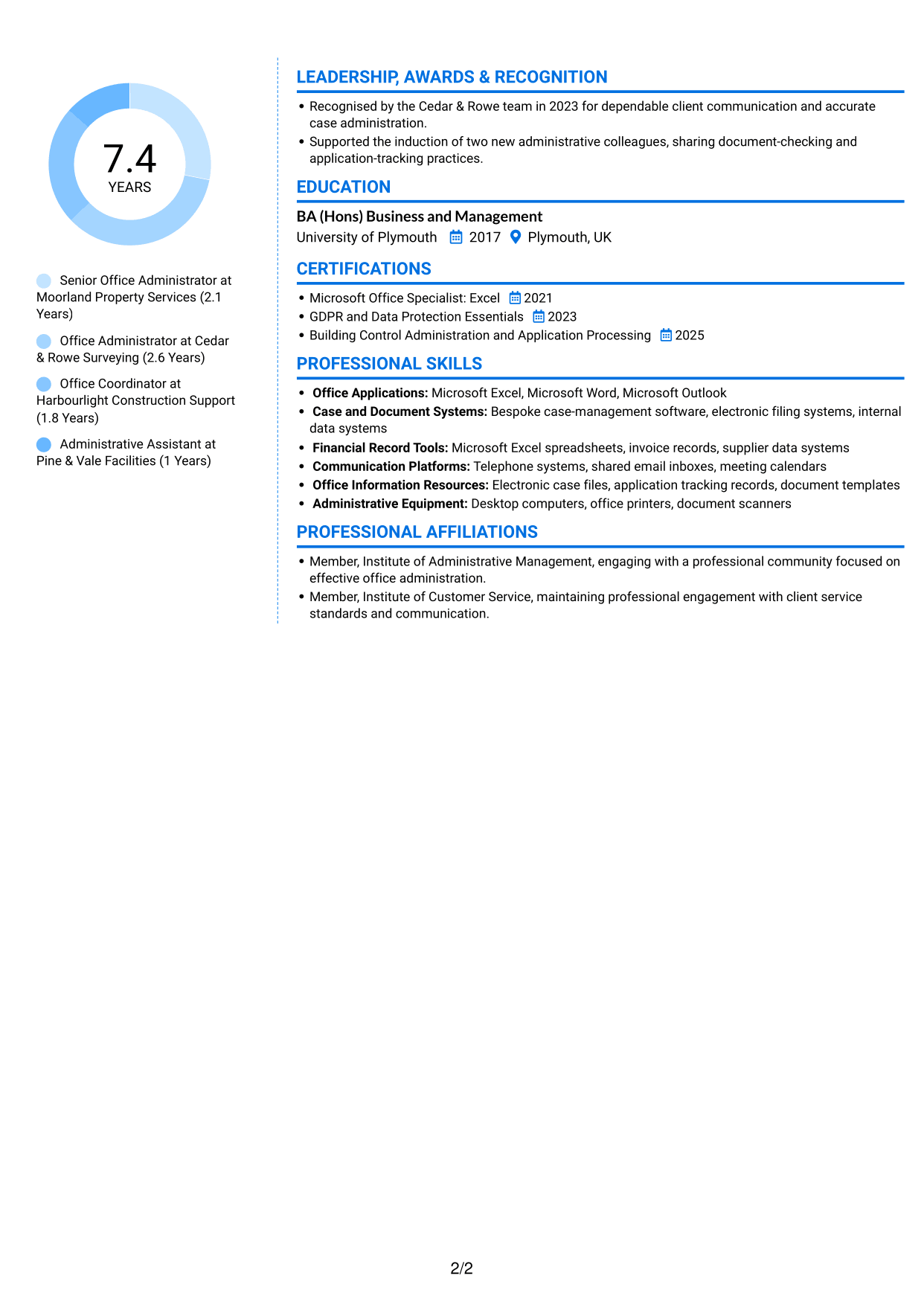 CV example — page 2