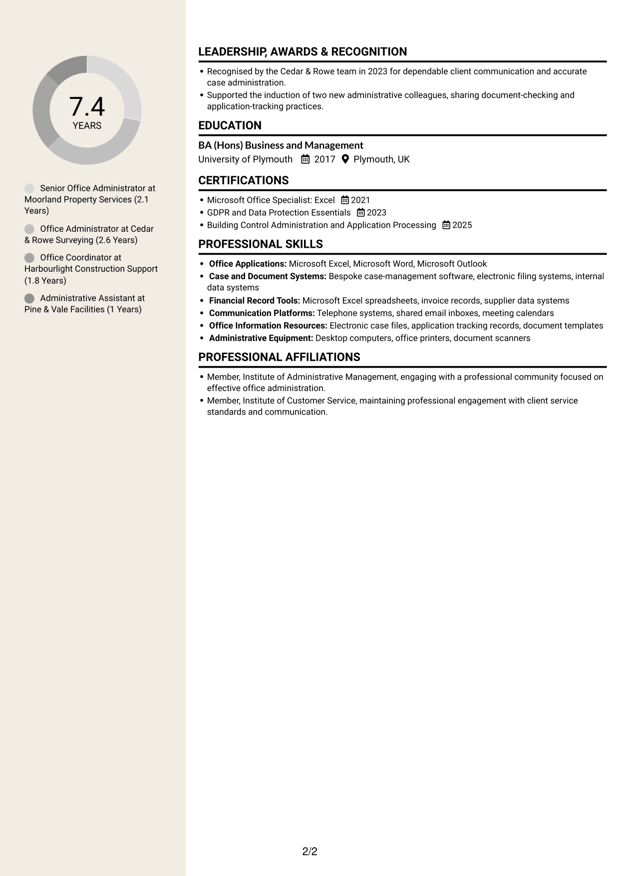 CV example — page 2