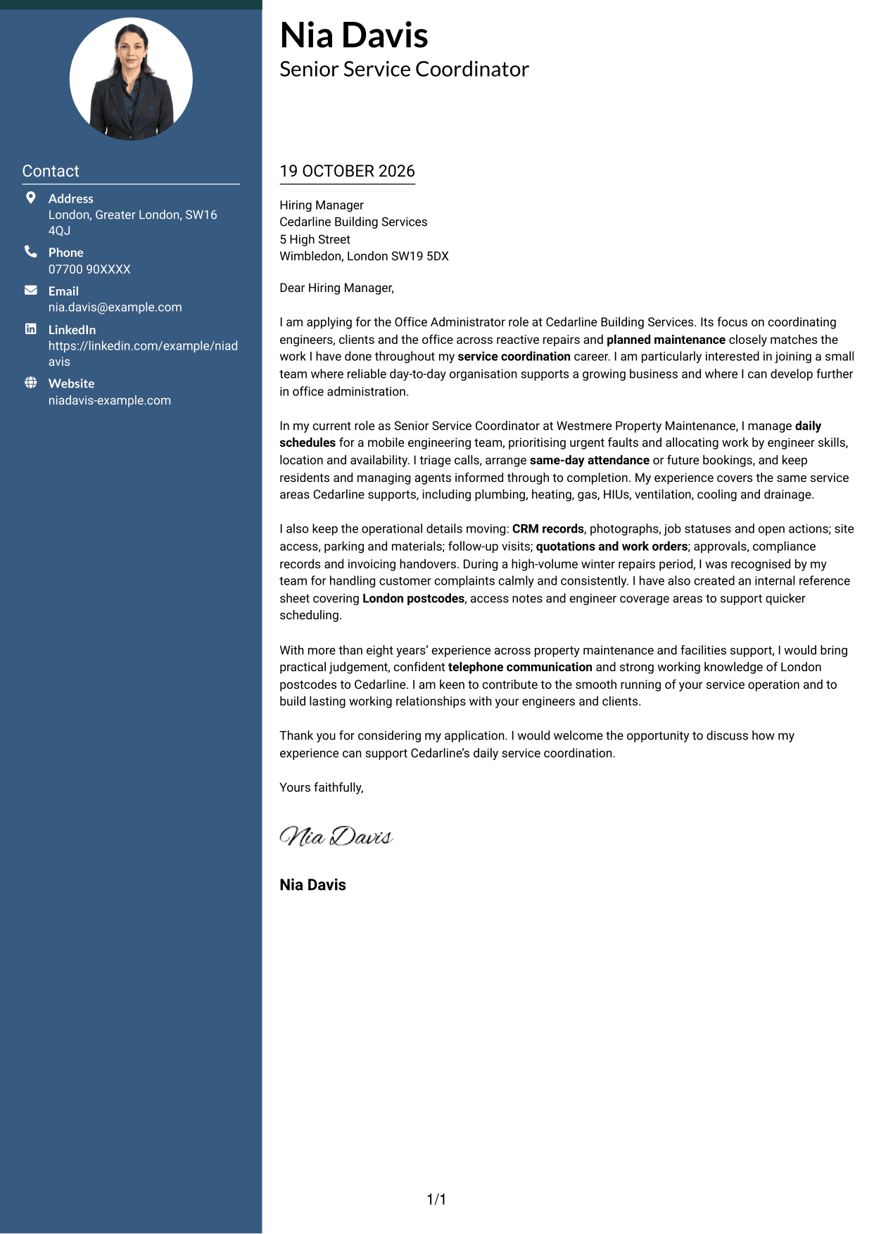Cover letter example — page 1