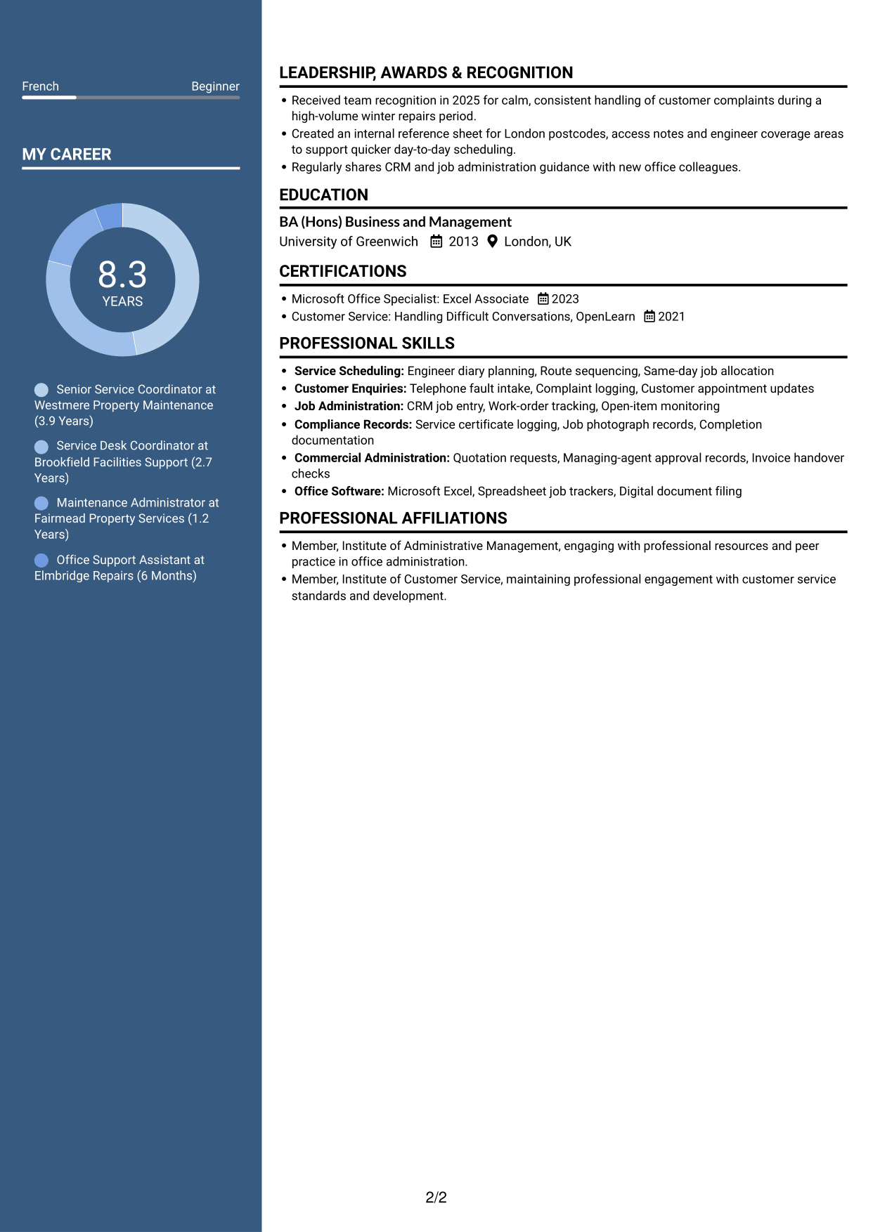 CV example — page 2