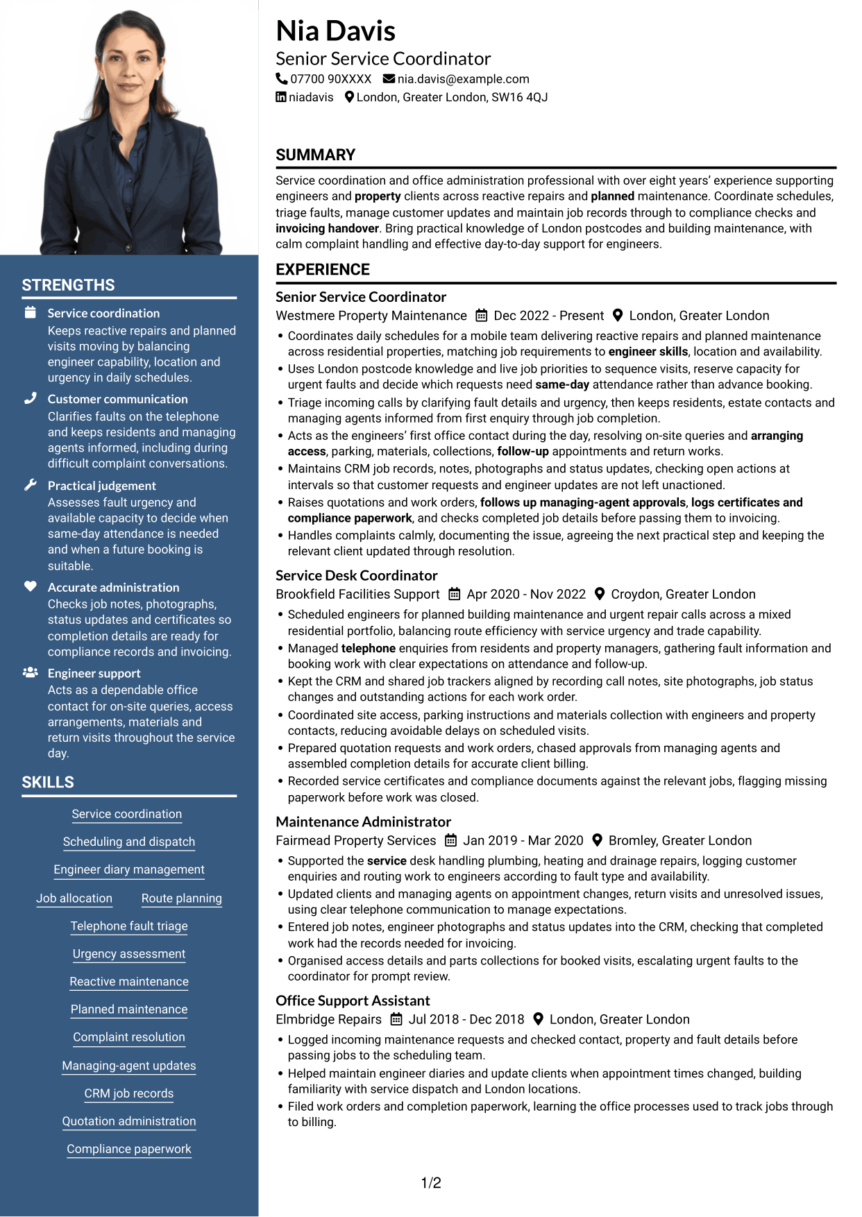 CV example — page 1