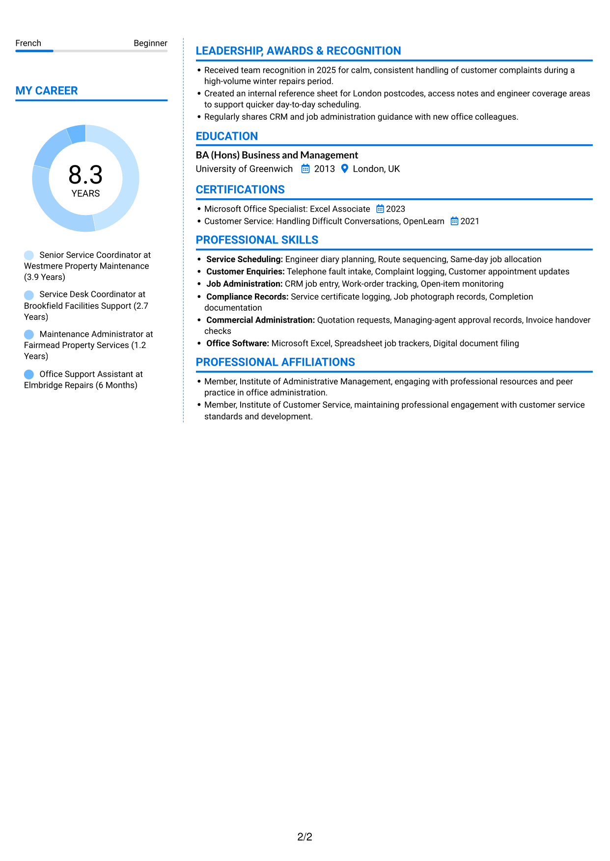 CV example — page 2