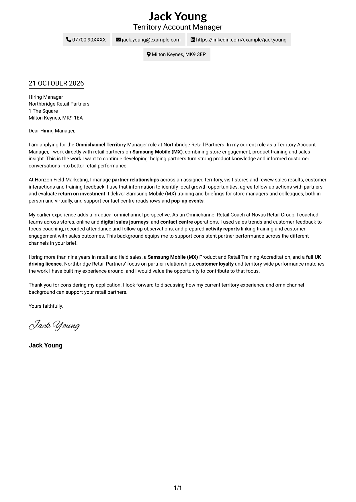 Cover letter example — page 1