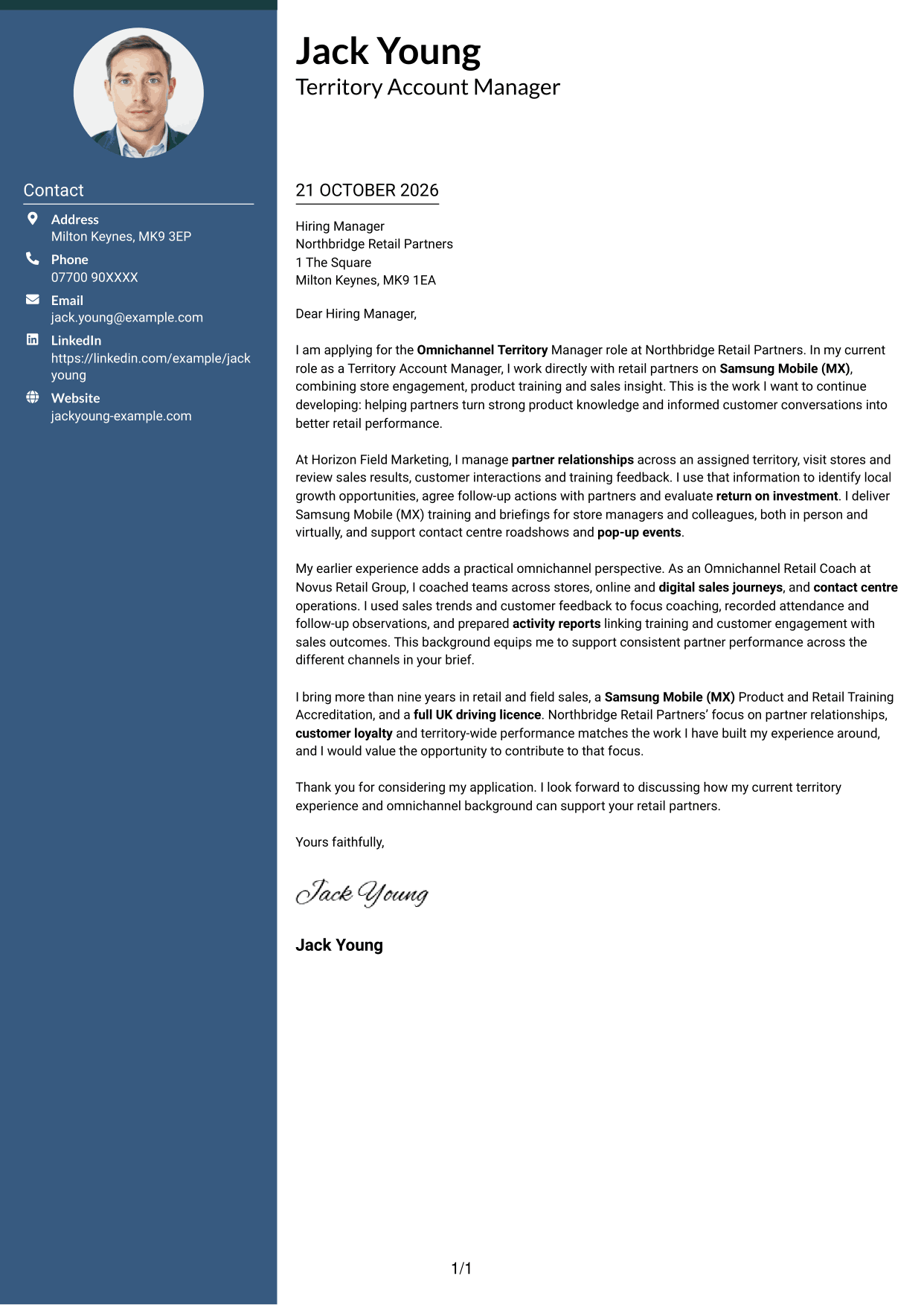Cover letter example — page 1