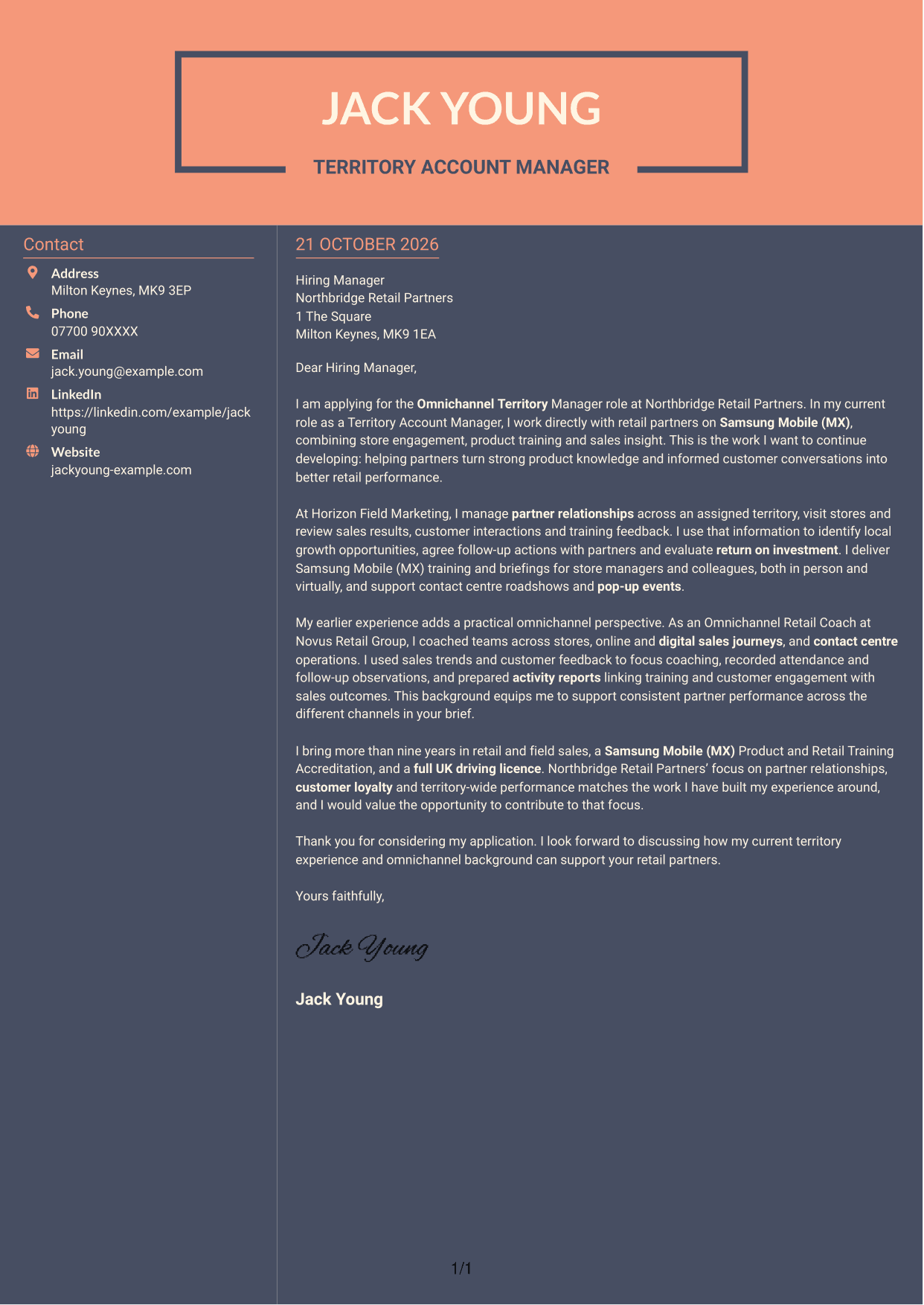 Cover letter example — page 1