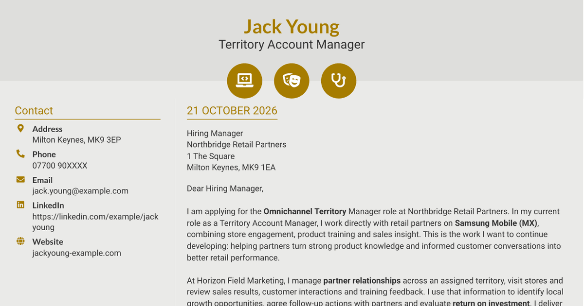 7 Omnichannel Territory Manager Cover Letter Templates with Example