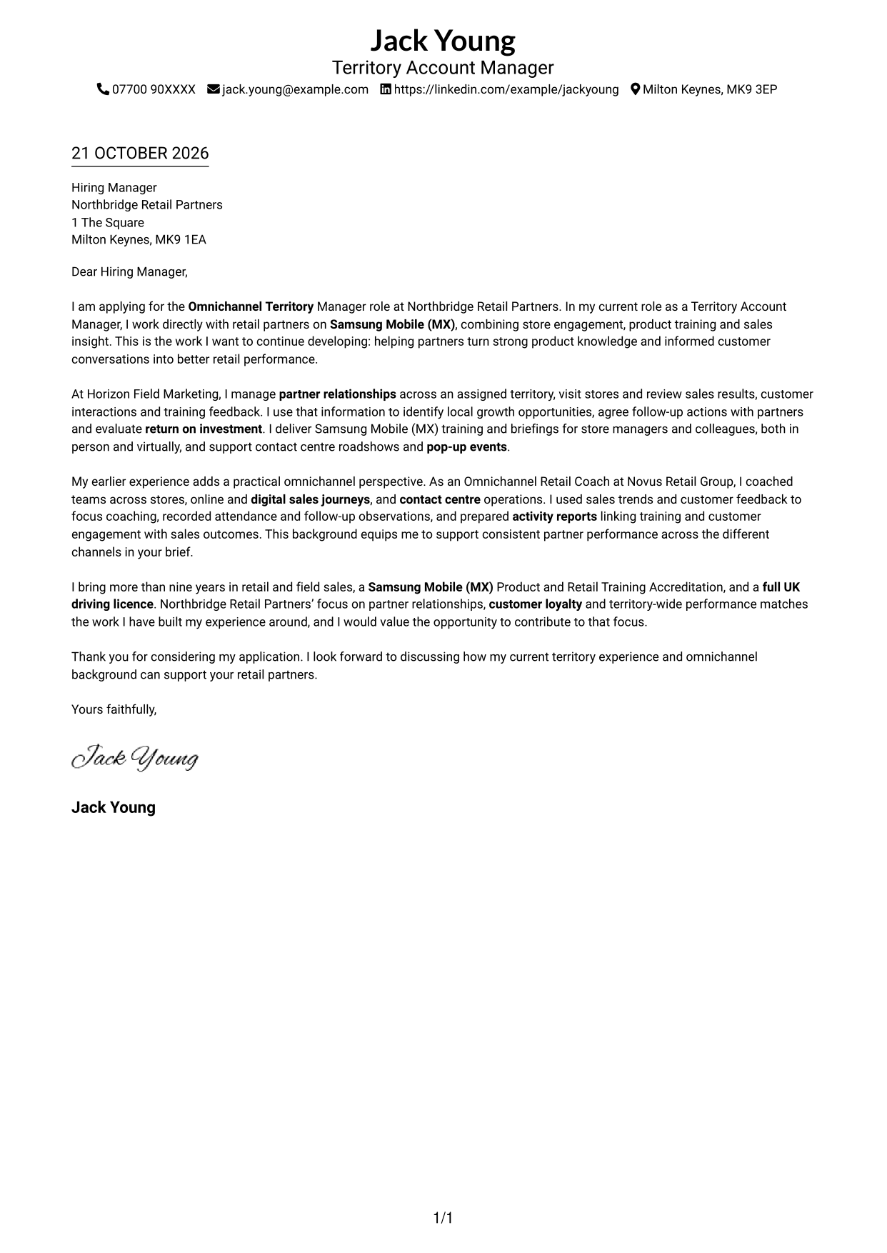 Cover letter example — page 1