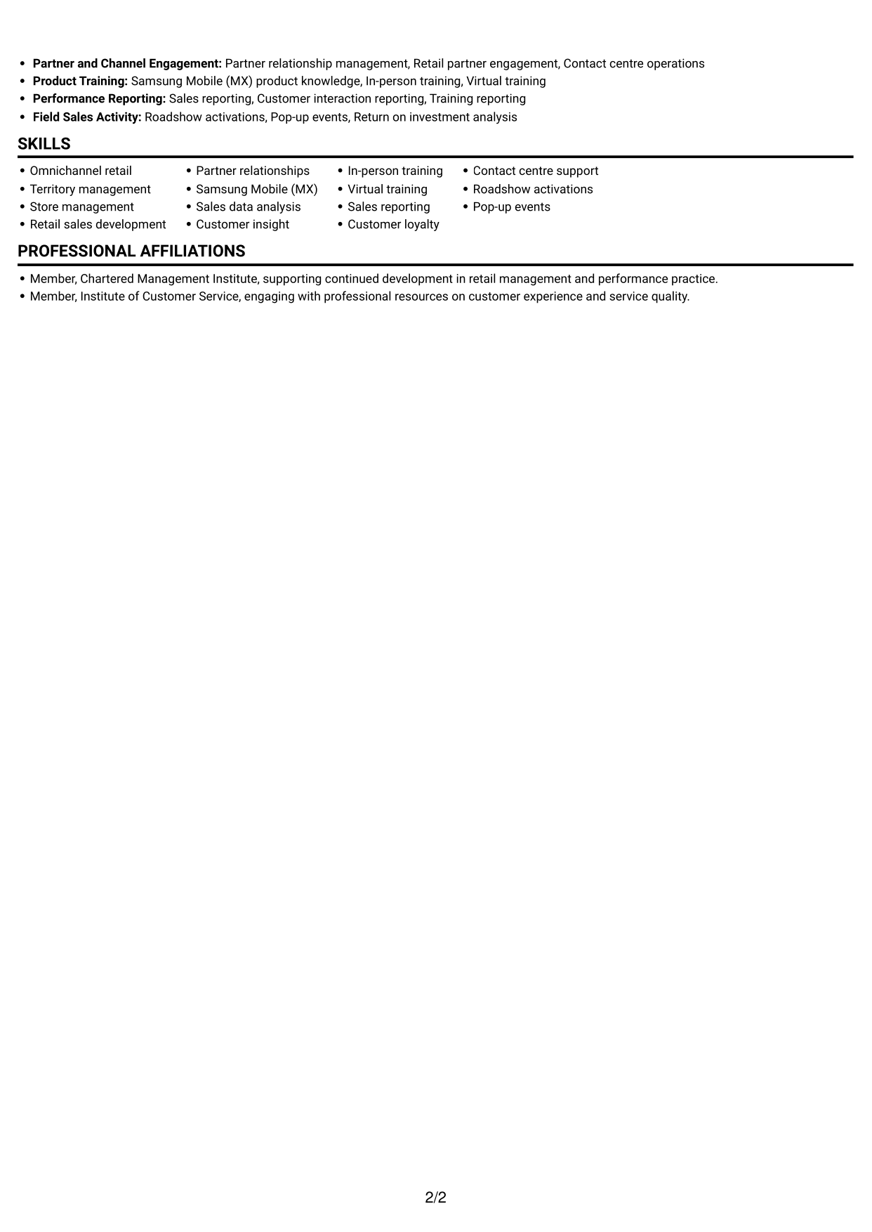 CV example — page 2