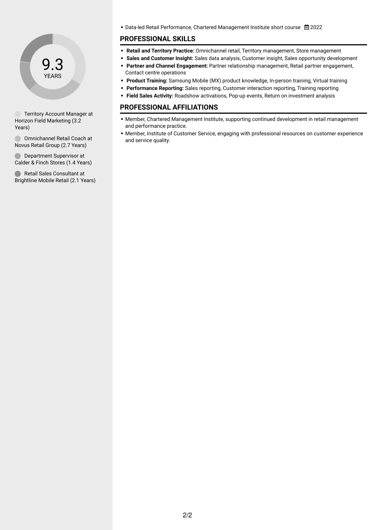 CV example — page 2