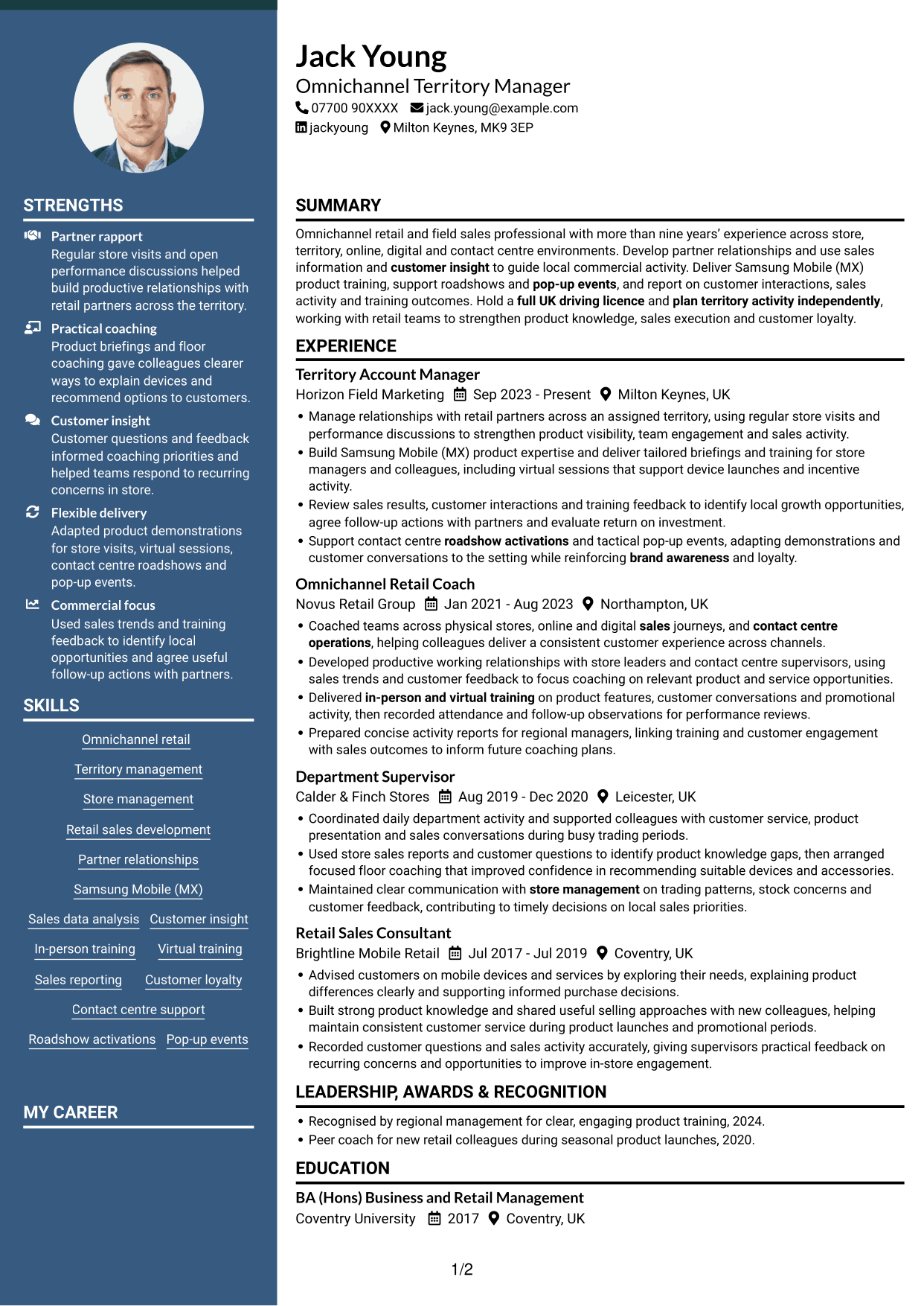 CV example — page 1