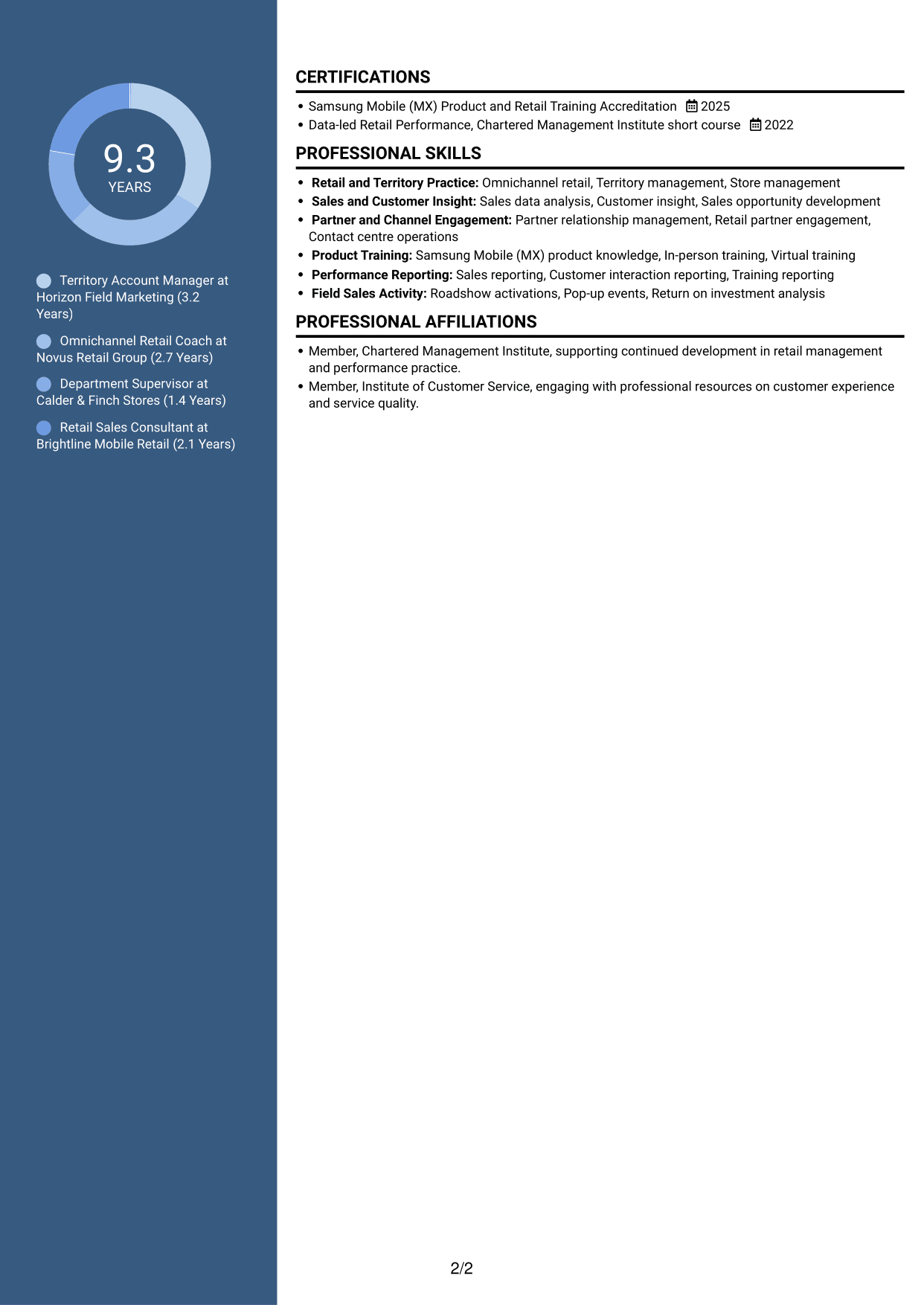 CV example — page 2