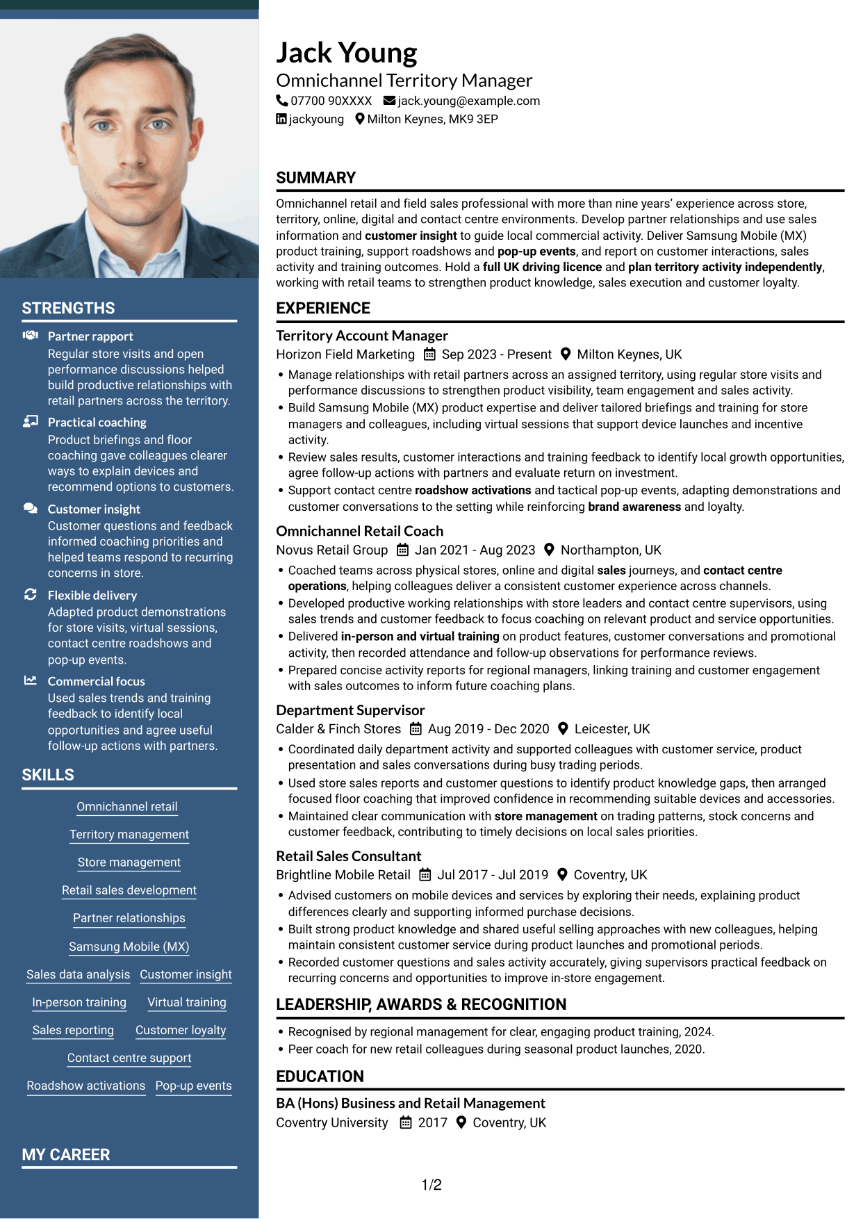 CV example — page 1