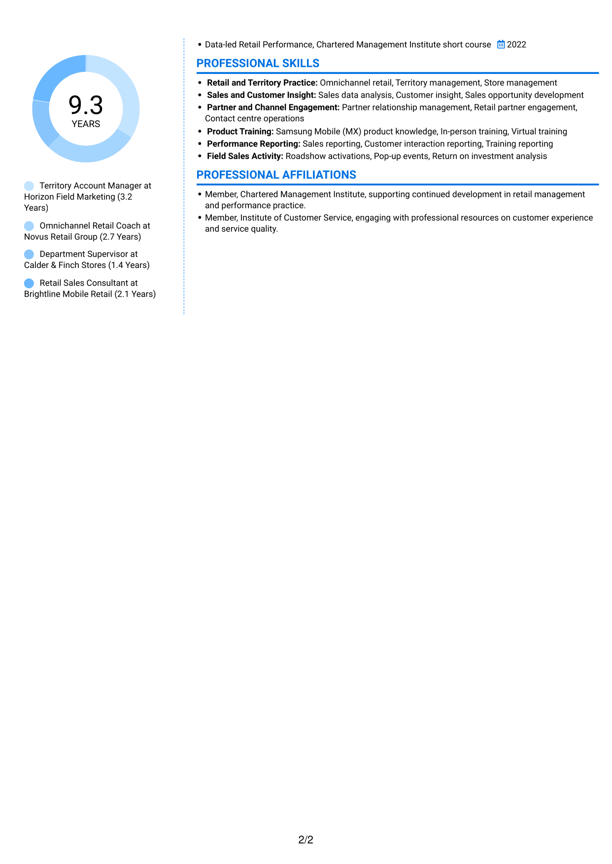 CV example — page 2