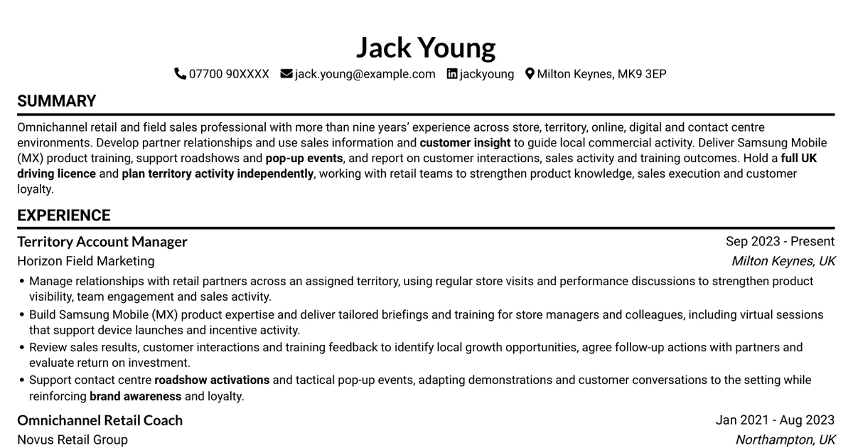 7 Omnichannel Territory Manager CV Templates with Example
