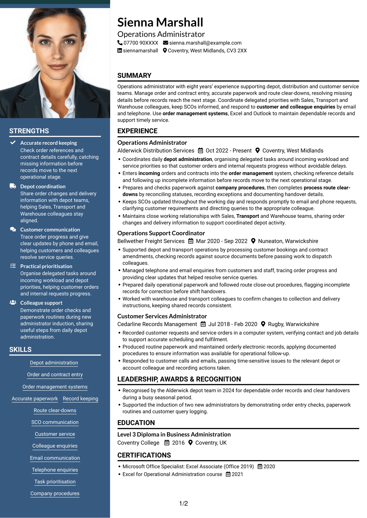 CV example — page 1