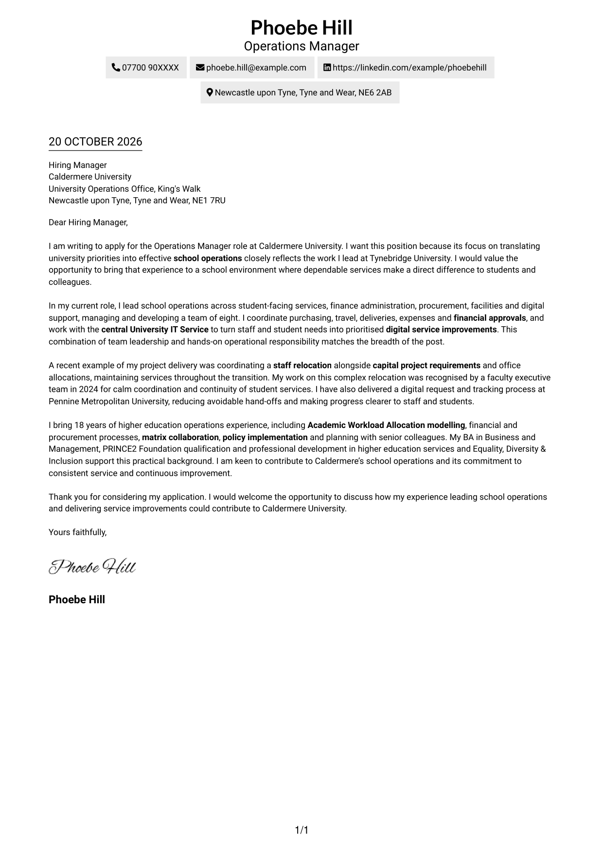 Cover letter example — page 1