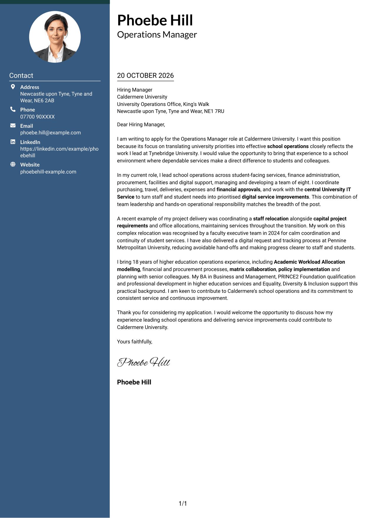 Cover letter example — page 1