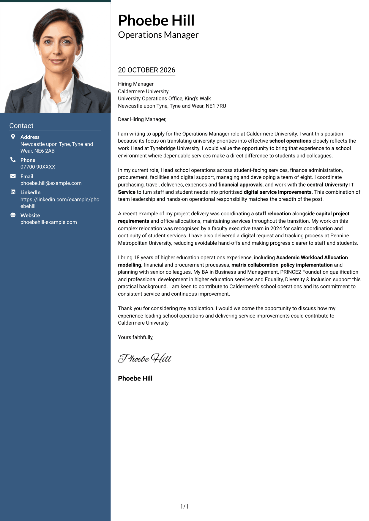 Cover letter example — page 1