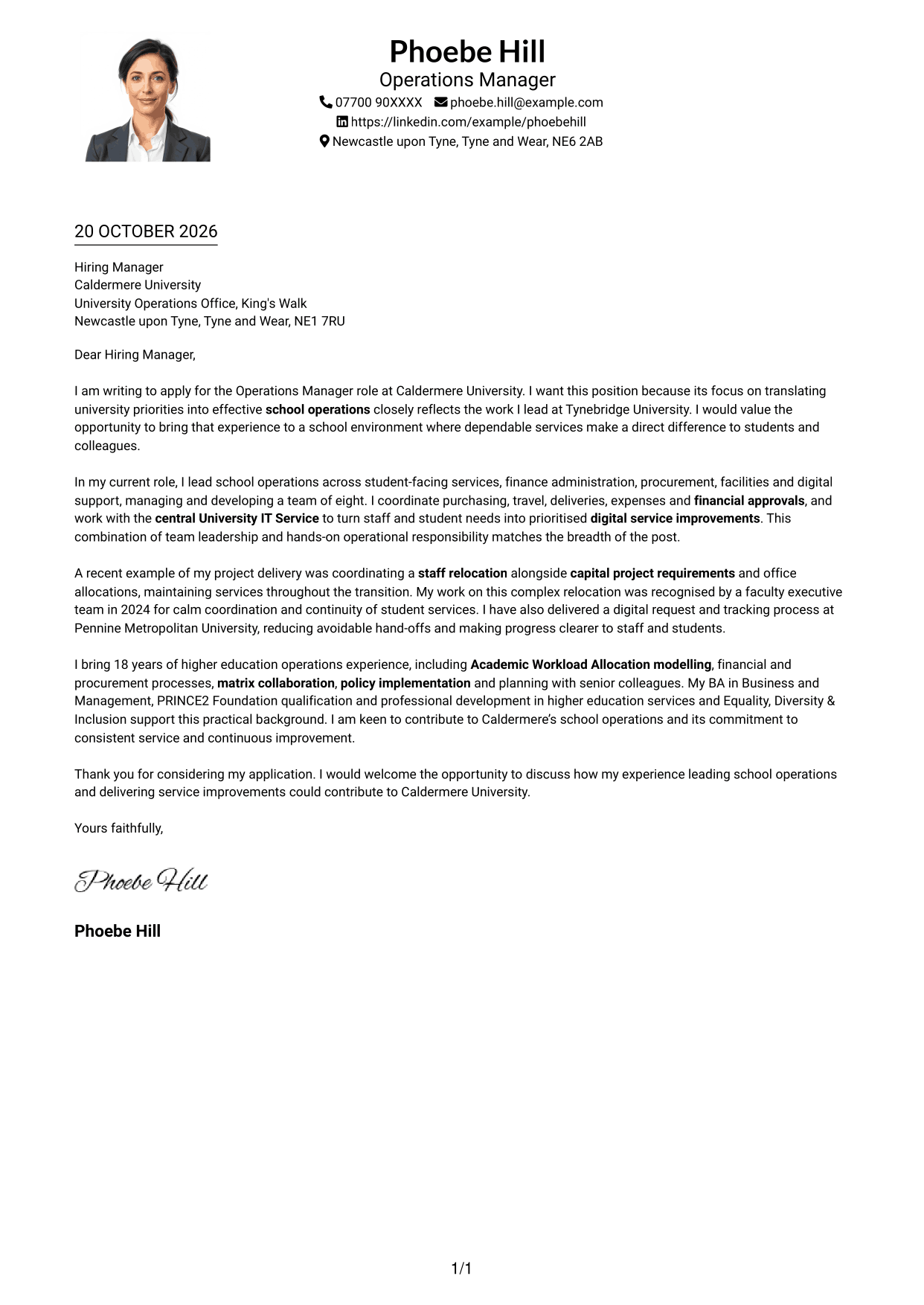 Cover letter example — page 1