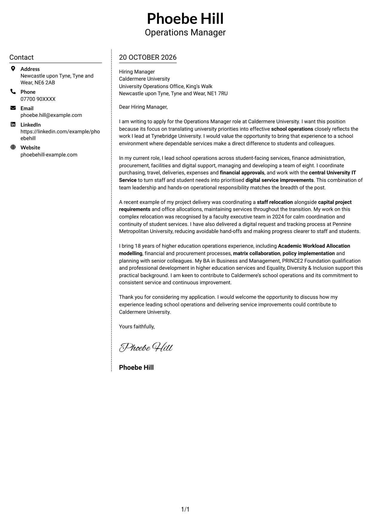 Cover letter example — page 1