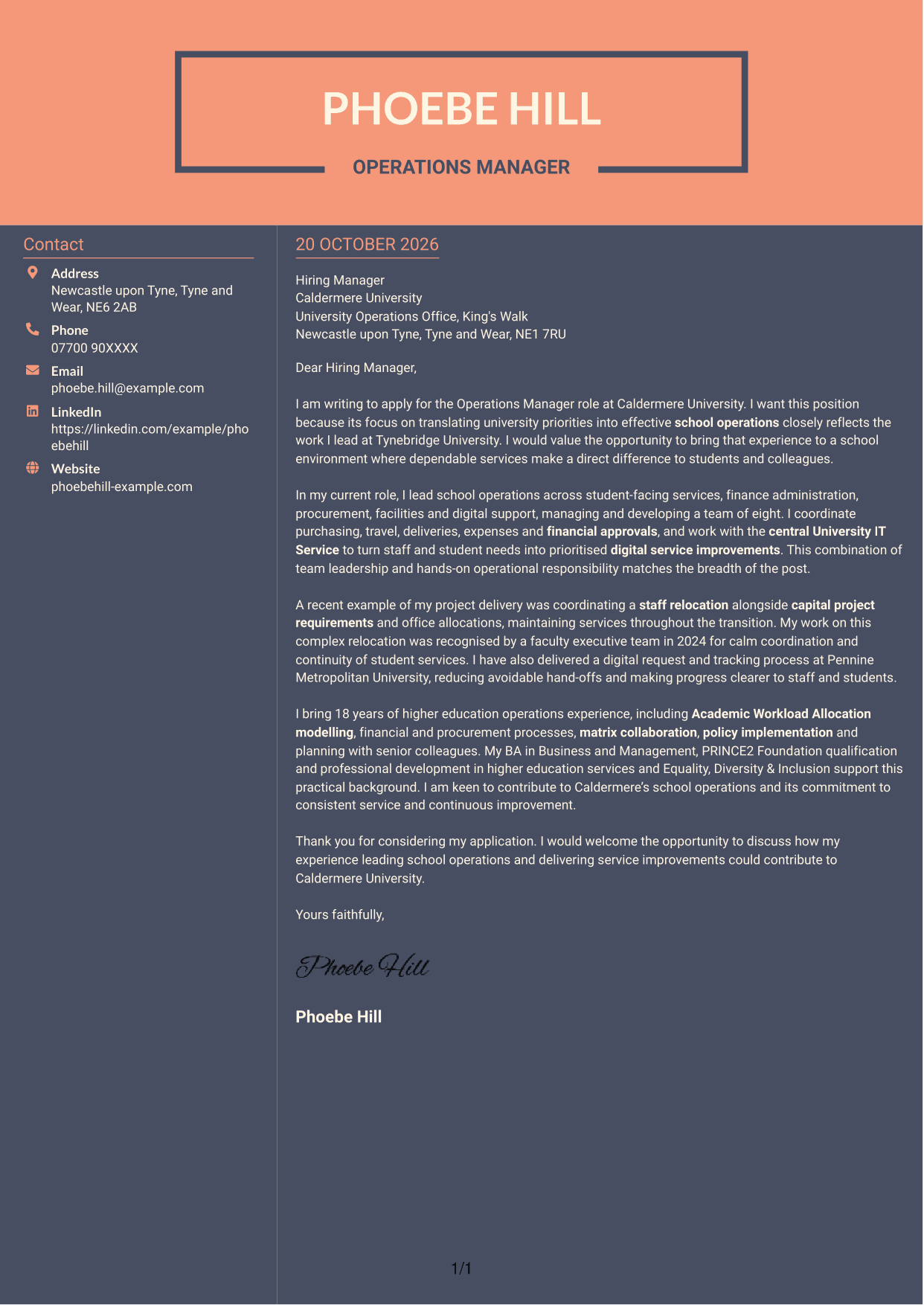 Cover letter example — page 1
