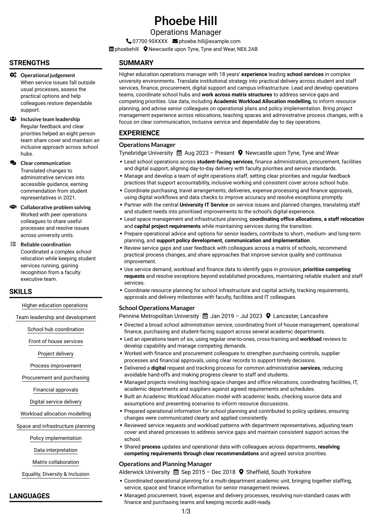 CV example — page 1