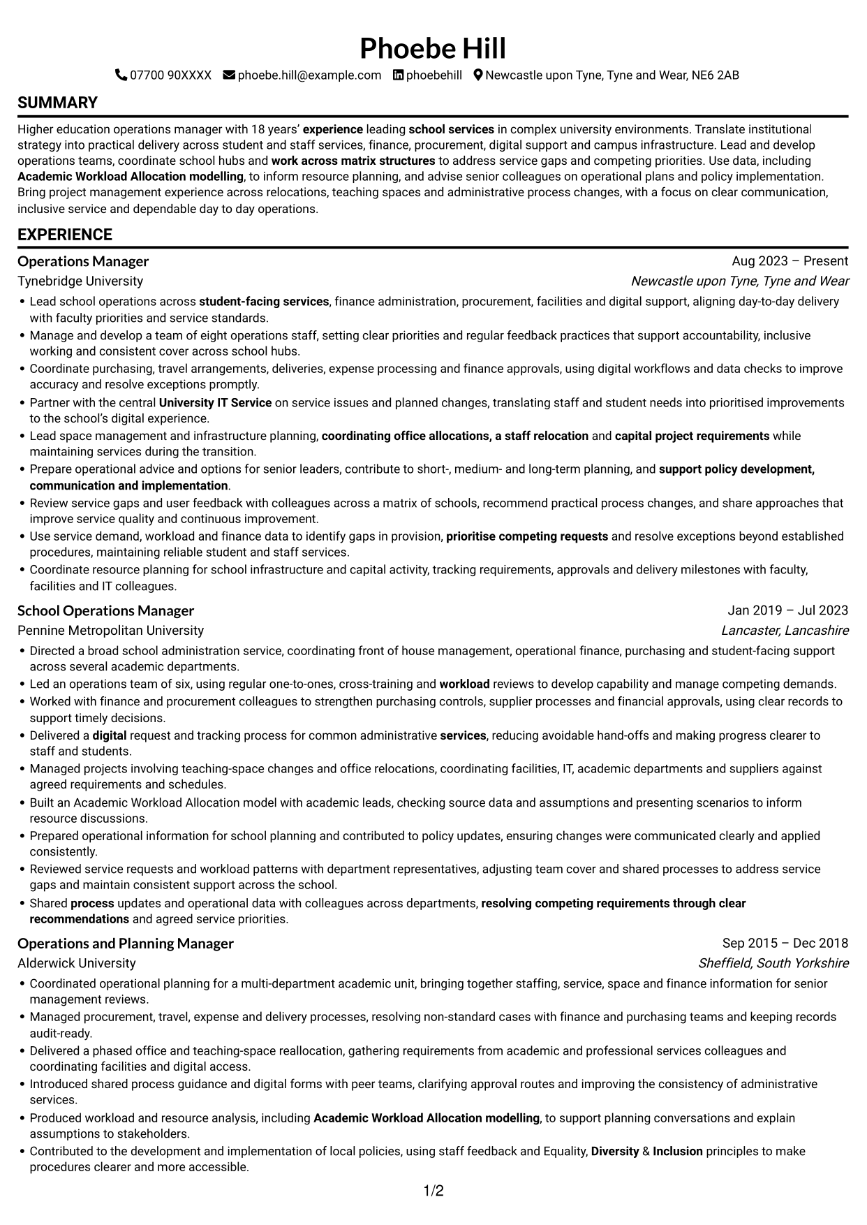 CV example — page 1